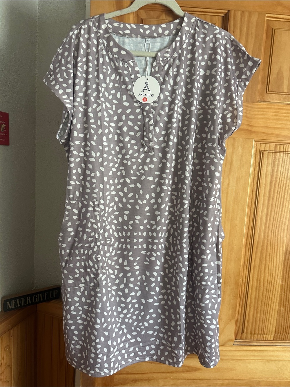 Anrabess Taupe Dot  Dress with Pockets